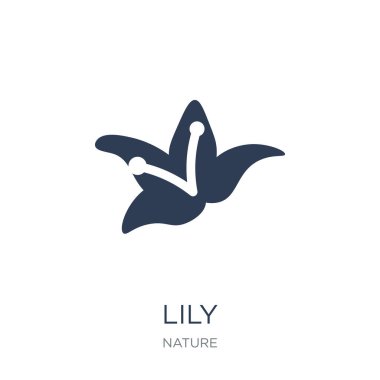Lily simgesi. Trendy düz vektör vektör çizim doğa koleksiyonundan beyaz arka plan üstünde kutsal kişilerin resmi-ebilmek var olmak kullanma web ve mobil, eps10 için Lily