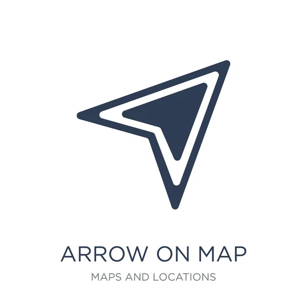 Flecha Icono Del Mapa Flecha Vector Plano Moda Icono Mapa — Vector de stock