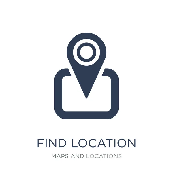 Encuentra Icono Ubicación Trendy Flat Vector Find Location Icon White — Archivo Imágenes Vectoriales