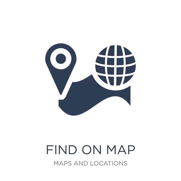 Encontrar Icono Del Mapa Vector Plano Moda Find Map Icono — Vector de stock