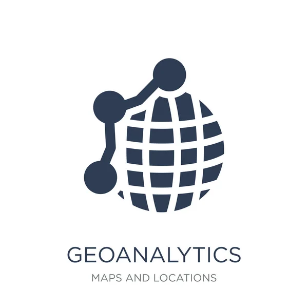 Ícone Geoanalytics Ícone Geoanalytics Vetor Plano Moda Fundo Branco Coleção — Vetor de Stock