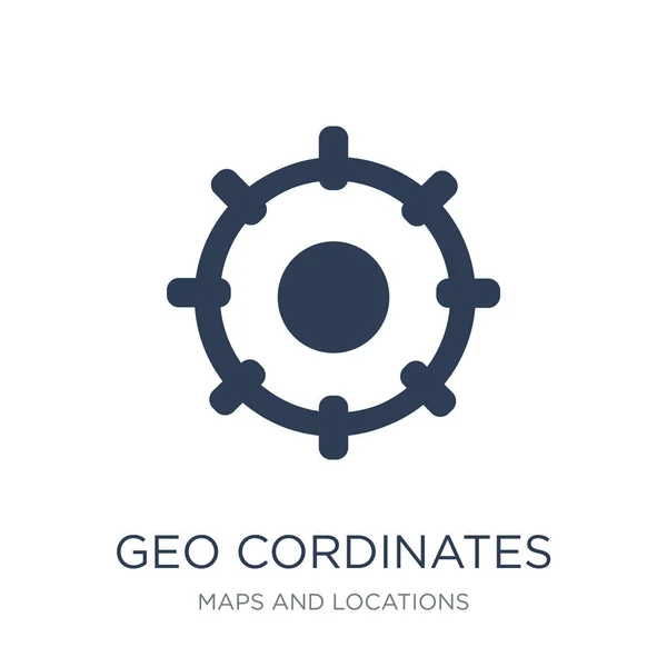 Icono Geo Cordinates Icono Coordenadas Geográficas Vector Plano Moda Fondo — Vector de stock