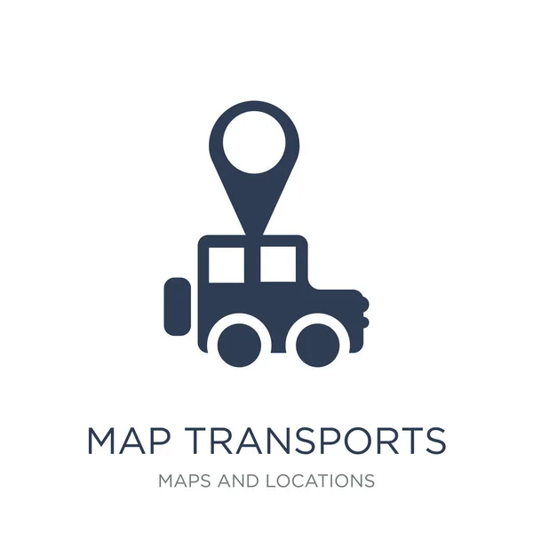 Mapa Icono Transportes Trendy Flat Vector Map Transports Icon White — Vector de stock