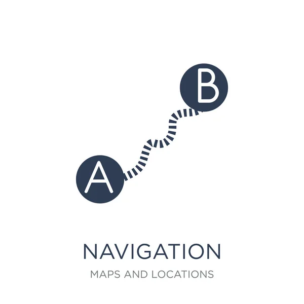 Значок Траектории Навигации Модный Плоский Вектор Навигационная Траектория Значок Белом — стоковый вектор