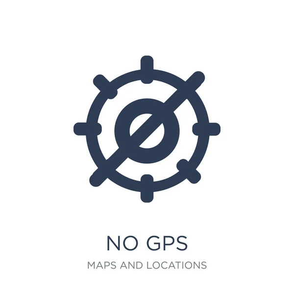 Gps 时尚的平面向量没有 Gps 图标在白色背景从地图和位置集合 向量例证可用于网络和移动 Eps10 — 图库矢量图片