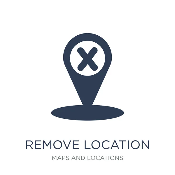 Remover Ícone Localização Trendy Flat Vector Remove Location Icon White — Vetor de Stock