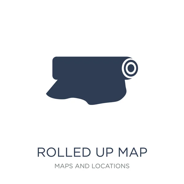 Rolled Map Icono Vector Plano Moda Rolled Map Icono Sobre — Vector de stock