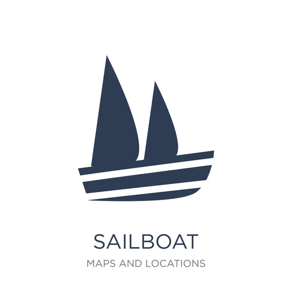 Sailboat Icon Icon Trendy Flat Vector Sailboat Icon Icon White — Stock Vector