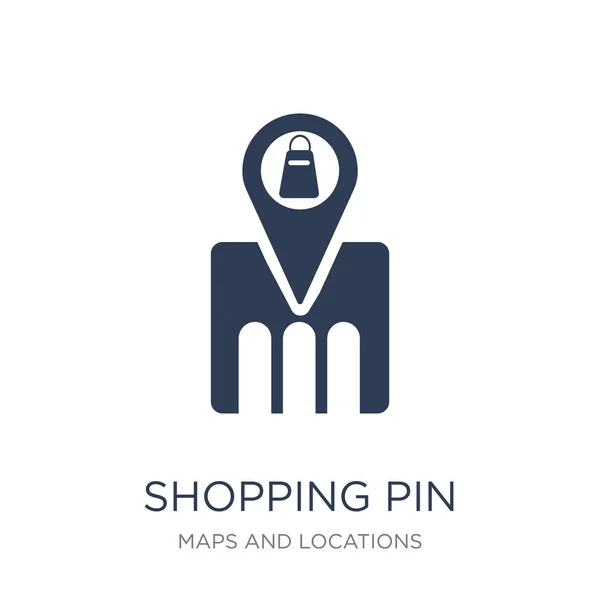 Icono Del Pasador Compras Icono Pin Compras Vector Plano Moda — Archivo Imágenes Vectoriales