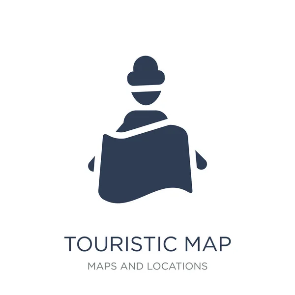 Icono Mapa Turístico Trendy Flat Vector Icono Mapa Turístico Sobre — Archivo Imágenes Vectoriales