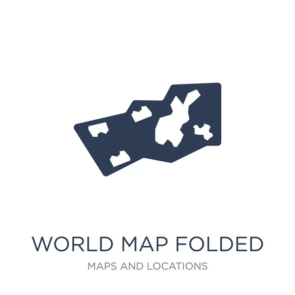 Иконка World Map Folded Модный Плоский Вектор Мировая Карта Сложенный — стоковый вектор