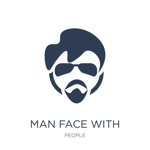 Άνθρωπος Πρόσωπο Γυαλιά Και Μουσάκι Εικονίδιο Μοντέρνα Επίπεδη Διανυσματικά Πρόσωπο — Διανυσματικό Αρχείο