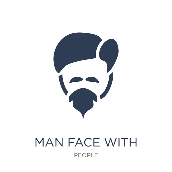 Άνθρωπος Πρόσωπο Μουσάκι Εικονίδιο Μοντέρνα Επίπεδη Διάνυσμα Άνθρωπος Πρόσωπο Μουσάκι — Διανυσματικό Αρχείο