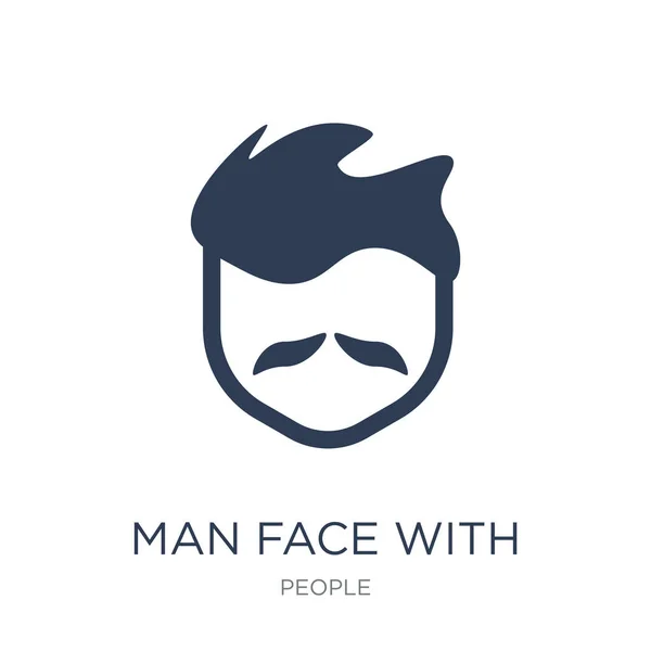 Άνθρωπος Πρόσωπο Μουστάκι Εικονίδιο Μοντέρνα Επίπεδη Διανυσματικά Πρόσωπο Άνδρα Μουστάκι — Διανυσματικό Αρχείο