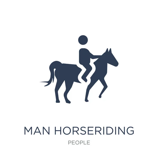 Ikon Manusia Berkuda Ikon Vektor Datar Trendy Man Horseriding Pada - Stok Vektor