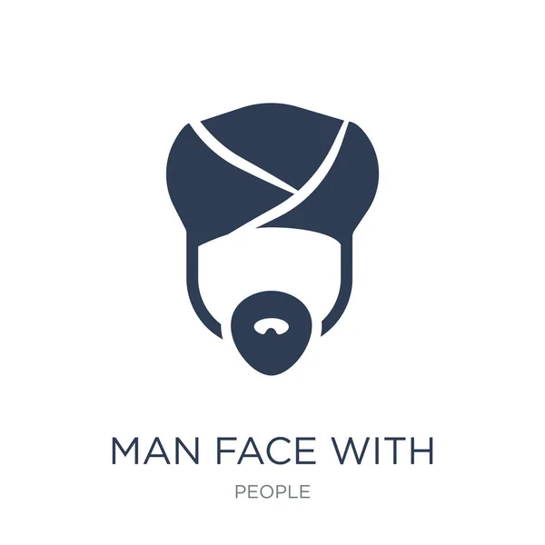 Άνθρωπος Πρόσωπο Τουρμπάνι Και Γενειάδα Εικονίδιο Μοντέρνα Επίπεδη Διάνυσμα Άνθρωπος — Διανυσματικό Αρχείο