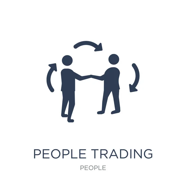 Ikonę Trading Osób Płaskie Wektor Osób Handel Ikona Białym Tle — Wektor stockowy