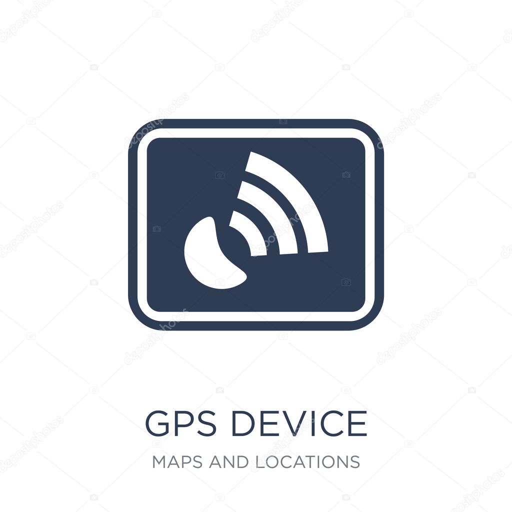 Gps device icon. Trendy flat vector Gps device icon on white background from Maps and Locations collection, vector illustration can be use for web and mobile, eps10
