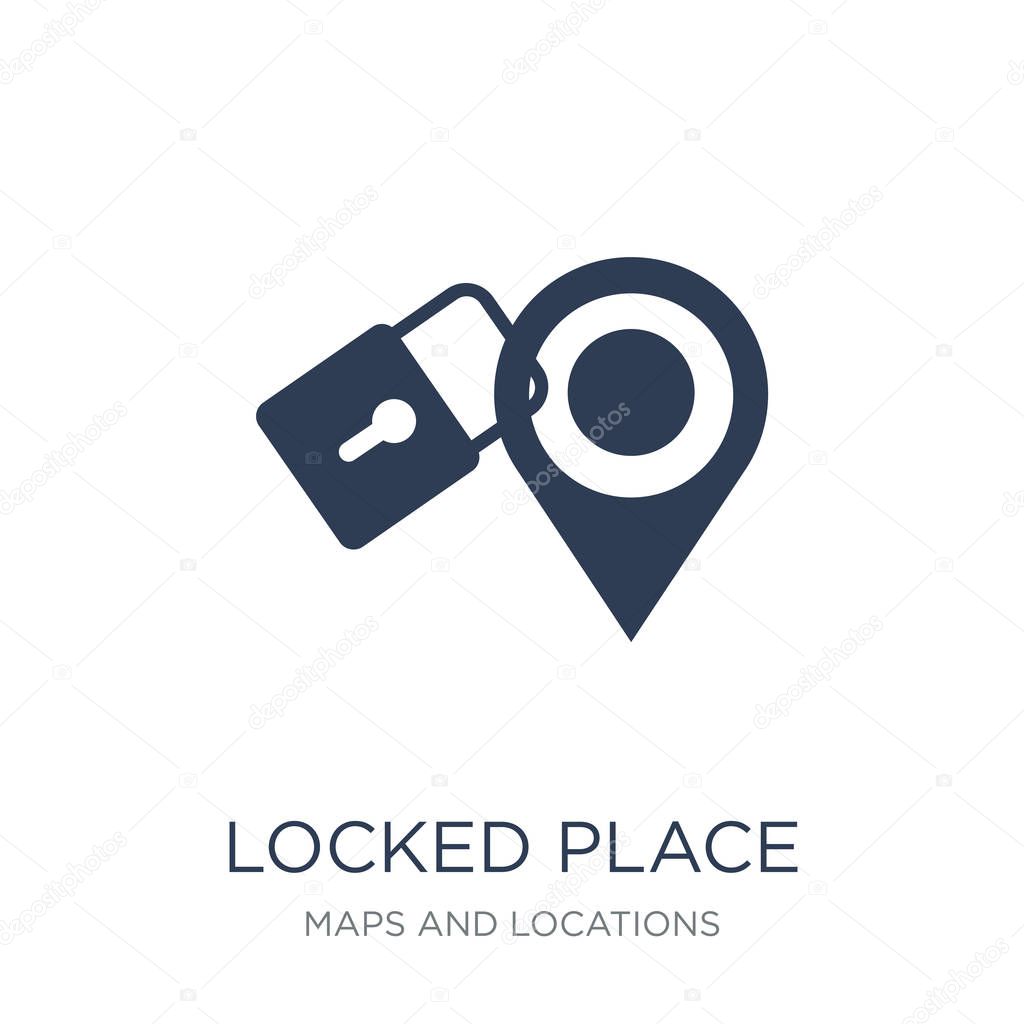 Locked Place icon. Trendy flat vector Locked Place icon on white background from Maps and Locations collection, vector illustration can be use for web and mobile, eps10