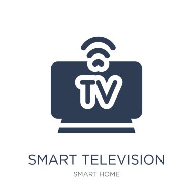 akıllı televizyon simgesi. Trendy düz vektör akıllı televizyon vektör çizim akıllı ev koleksiyonundan beyaz arka plan üstünde kutsal kişilerin resmi-ebilmek var olmak kullanma web ve mobil, eps10 için