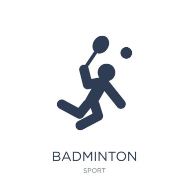 Badminton simgesi. Trendy düz vektör Badminton simge spor Collection, vektör çizim beyaz arka plan üzerinde kullanım için web ve mobil, eps10 olabilir
