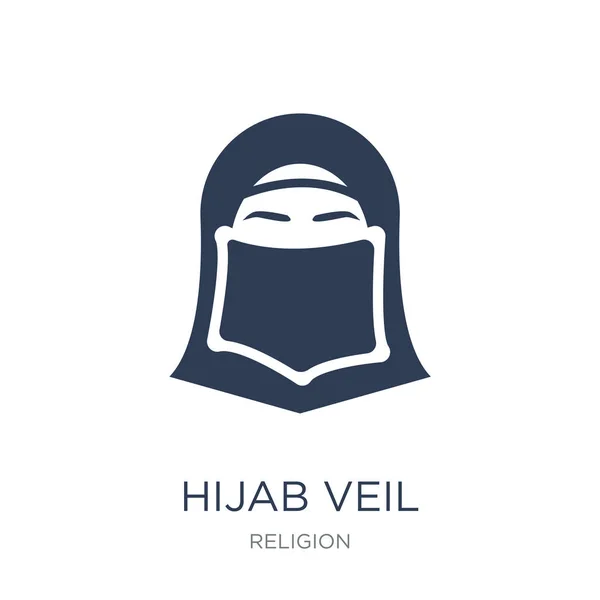 Ícone Véu Hijab Vetor Plano Moda Ícone Véu Hijab Fundo — Vetor de Stock