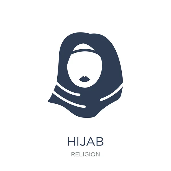 Ícone Hijab Vetor Plano Moda Ícone Hijab Fundo Branco Coleção — Vetor de Stock