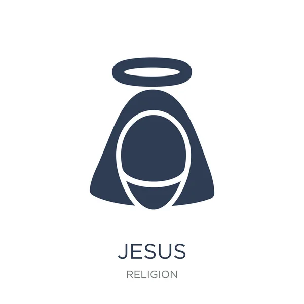 耶稣图标 时尚的平面向量耶稣图标在白色背景从宗教汇集 向量例证可以为网和移动 Eps10 — 图库矢量图片