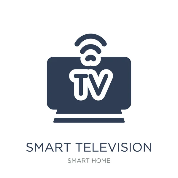 Иконка Smart Television Trendy Flat Vector Smart Television Icon White — стоковый вектор
