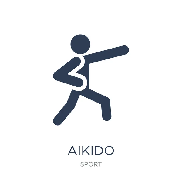 Ikona Aikido Płaskie Wektor Aikido Ikona Białym Tle Kolekcji Sport — Wektor stockowy
