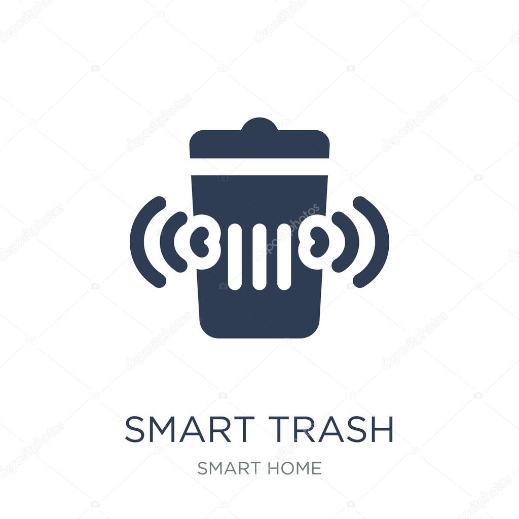 smart trash icon. Trendy flat vector smart trash icon on white background from smart home collection, vector illustration can be use for web and mobile, eps10