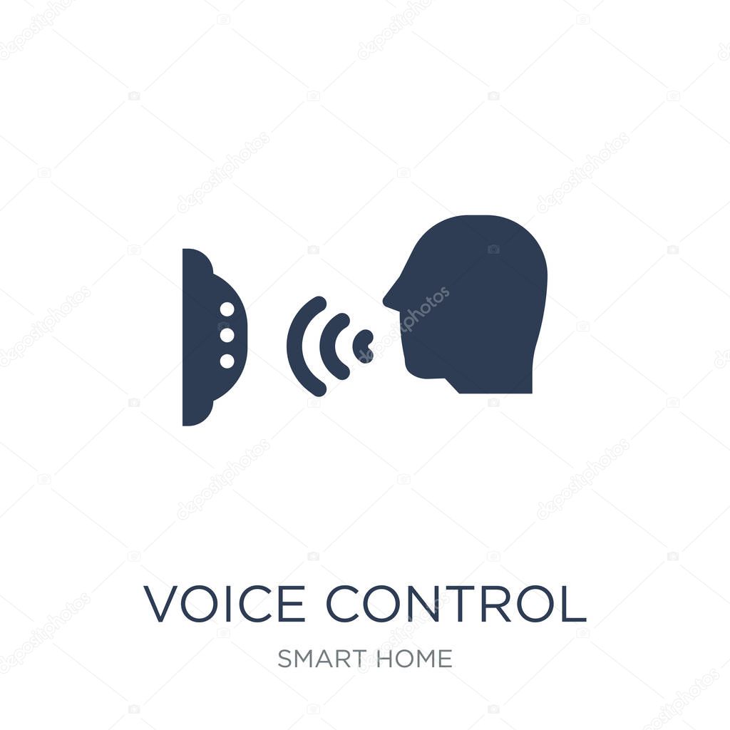 Voice control icon. Trendy flat vector Voice control icon on white background from smart home collection, vector illustration can be use for web and mobile, eps10