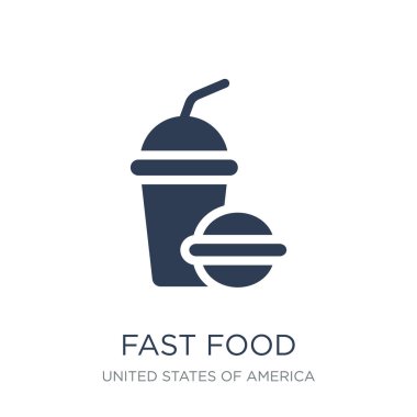Fast food simgesi. Trendy düz vektör Fast food simge vektör çizim Amerika Birleşik Devletleri koleksiyonundan beyaz arka plan üzerinde kullanım için web ve mobil, eps10 olabilir