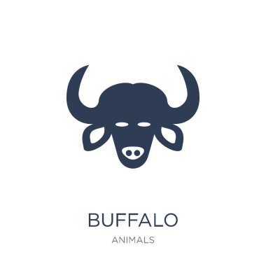 Buffalo simgesi. Trendy düz vektör Buffalo simge vektör çizim hayvanlar koleksiyonundan beyaz arka plan üzerinde kullanım için web ve mobil, eps10 olabilir