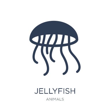 Denizanası simgesi. Trendy düz vektör denizanası simge vektör çizim hayvanlar koleksiyonundan beyaz arka plan üzerinde kullanım için web ve mobil, eps10 olabilir