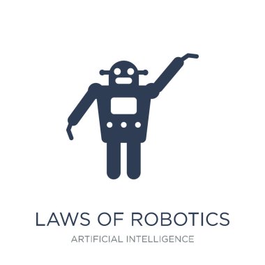 Robotik simgesi kanunları. Robotik simgesine trendy düz vektör yasaları yapay zeka, geleceğin teknoloji koleksiyonu arka plan beyaz, vektör çizim kullanmak web ve mobil, eps10 olabilir