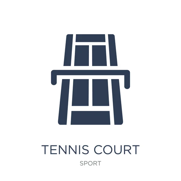 Icono Pista Tenis Vector Plano Moda Icono Cancha Tenis Sobre — Archivo Imágenes Vectoriales