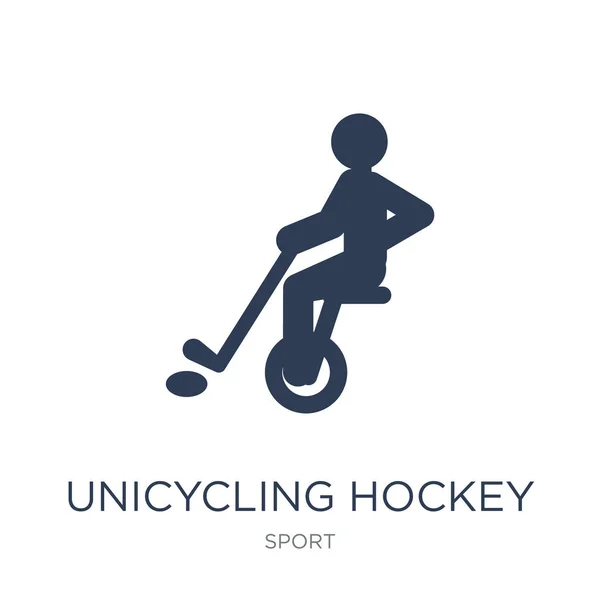 Unicycling Hockey Icon Trendy Flat Vector Unicycling Hockey Icon White — Stock Vector