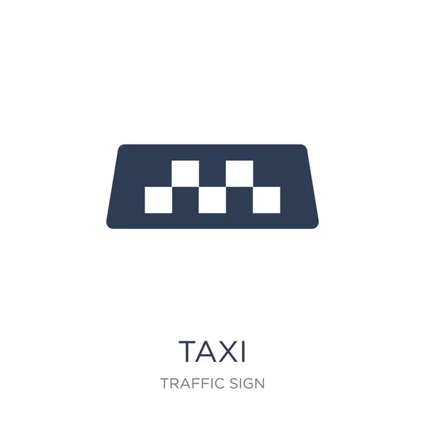 Icono Señal Taxi Icono Signo Taxi Vector Plano Moda Fondo — Vector de stock
