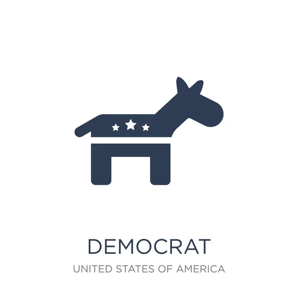 Εικονίδιο Δημοκράτης Μοντέρνα Επίπεδη Διάνυσμα Δημοκράτης Εικονίδιο Στο Λευκό Φόντο — Διανυσματικό Αρχείο