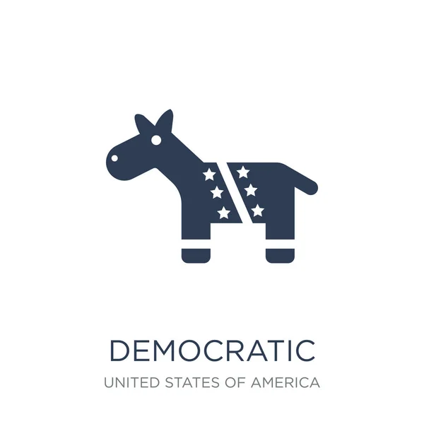 Δημοκρατική Εικονίδιο Μοντέρνα Επίπεδη Φορέα Δημοκρατικής Εικονίδιο Στο Λευκό Φόντο — Διανυσματικό Αρχείο