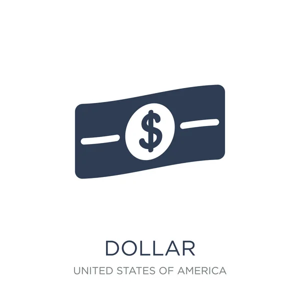 Het Pictogram Van Dollar Trendy Platte Vector Dollar Pictogram Witte — Stockvector