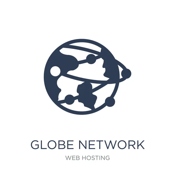 Globus Netzwerk Symbol Trendige Flache Vektor Globus Netzwerk Symbol Auf — Stockvektor