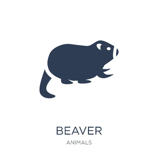 Bever Pictogram Trendy Platte Vector Beaver Pictogram Witte Achtergrond Uit — Stockvector
