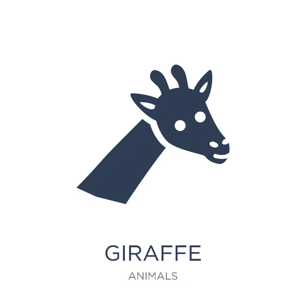 Ikon Jerapah Ikon Giraffe Datar Trendy Pada Latar Belakang Putih - Stok Vektor