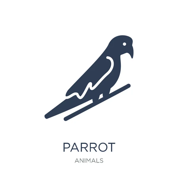 Ikona Papugi Płaskie Wektor Papuga Ikona Białym Tle Kolekcja Zwierząt — Wektor stockowy