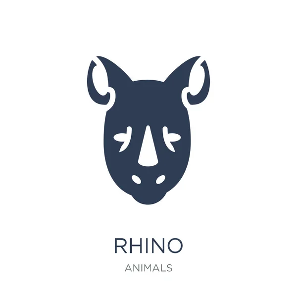 Ícone Rinoceronte Ícone Rhino Vetorial Plano Moda Fundo Branco Coleção —  Vetores de Stock