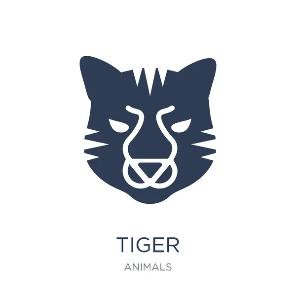 Ikonę Tiger Ikona Tygrys Wektor Płaskie Białym Tle Kolekcja Zwierząt — Wektor stockowy