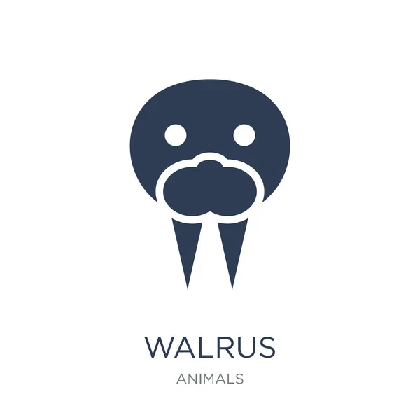Ikon Walrus Tren Datar Vektor Walrus Ikon Pada Latar Belakang - Stok Vektor