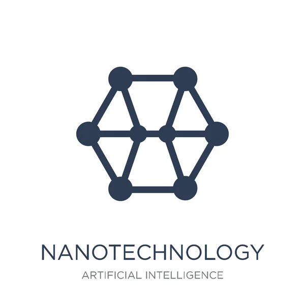 Ikon Nanoteknologi Tren Datar Vektor Ikon Nanoteknologi Pada Latar Belakang - Stok Vektor